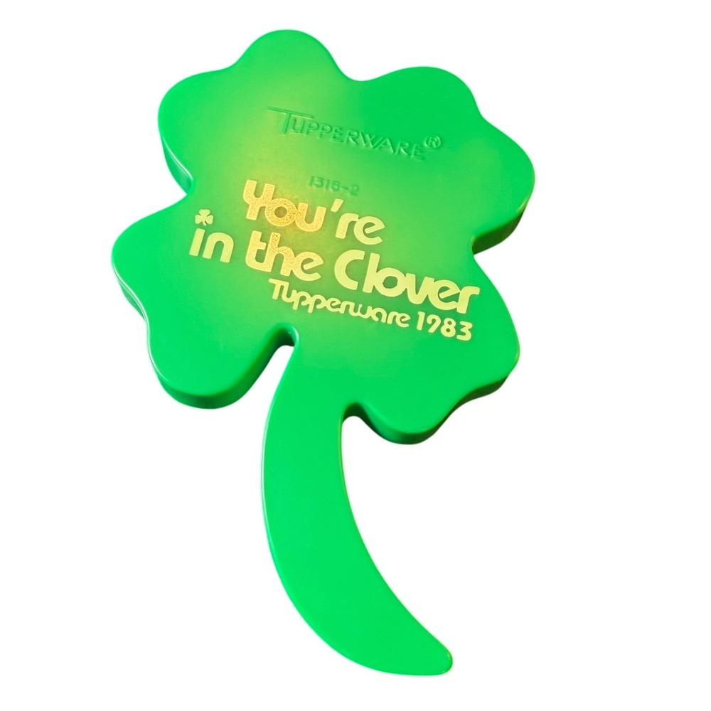 Vintage 1983 Tupperware You're the Clover Shamrock Cookie Cutter Green Collector
